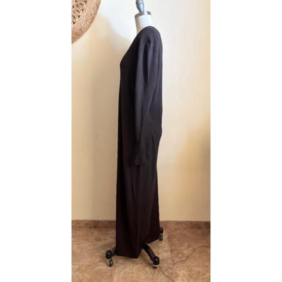 VTG Lilith Black Wool Blend Long Sleeve Maxi Dress Made in France Size M/L - Picture 3 of 5